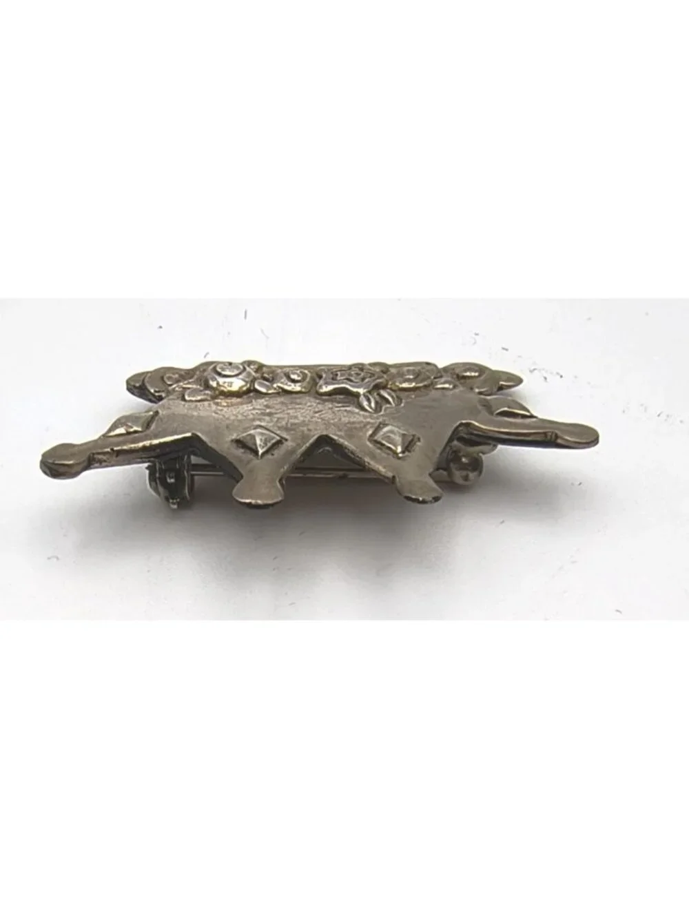 Vintage Sterling Silver 925 Mary Englebreit Crown Brooch Pin With Floral Detaili